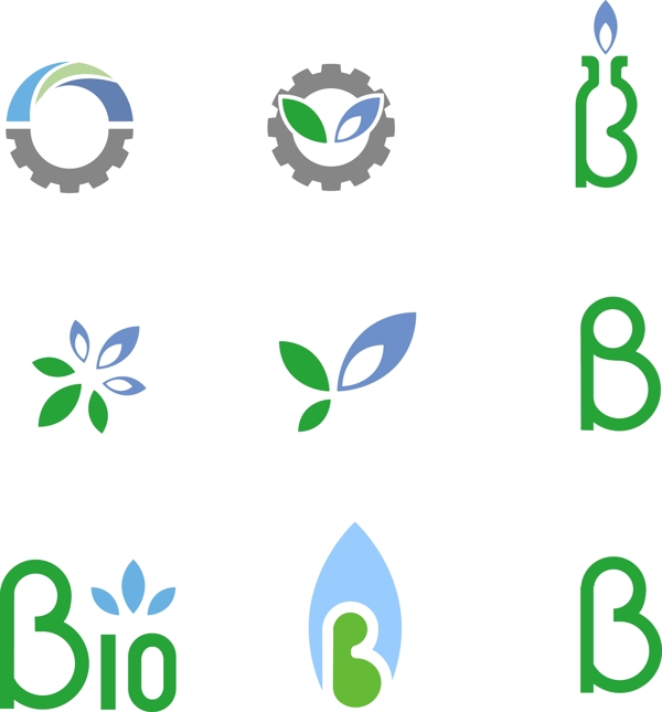 绿色叶子字母B标志logo图标