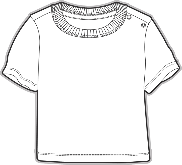 短袖服装白色线稿设计矢量素材
