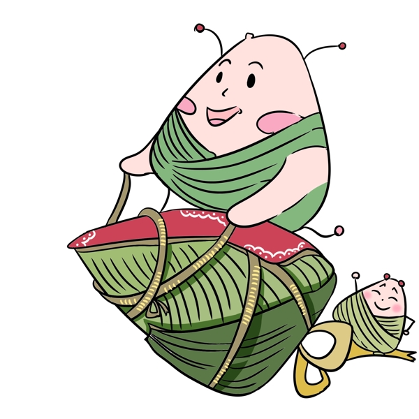端午节可爱风彩色插画系列创意粽子船