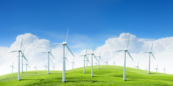 草地上的風(fēng)力發(fā)電機(jī)圖片