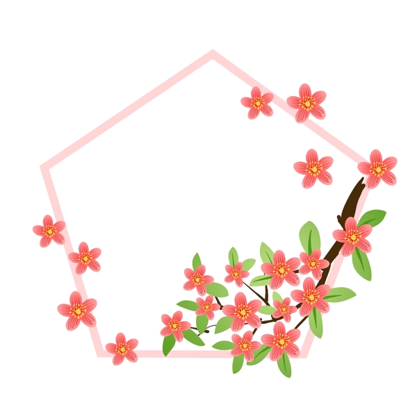 粉色小花边框插画