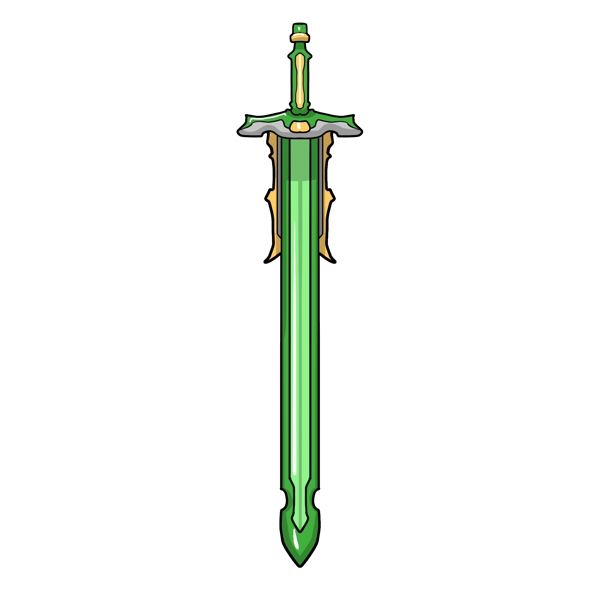 一柄绿色长剑插画