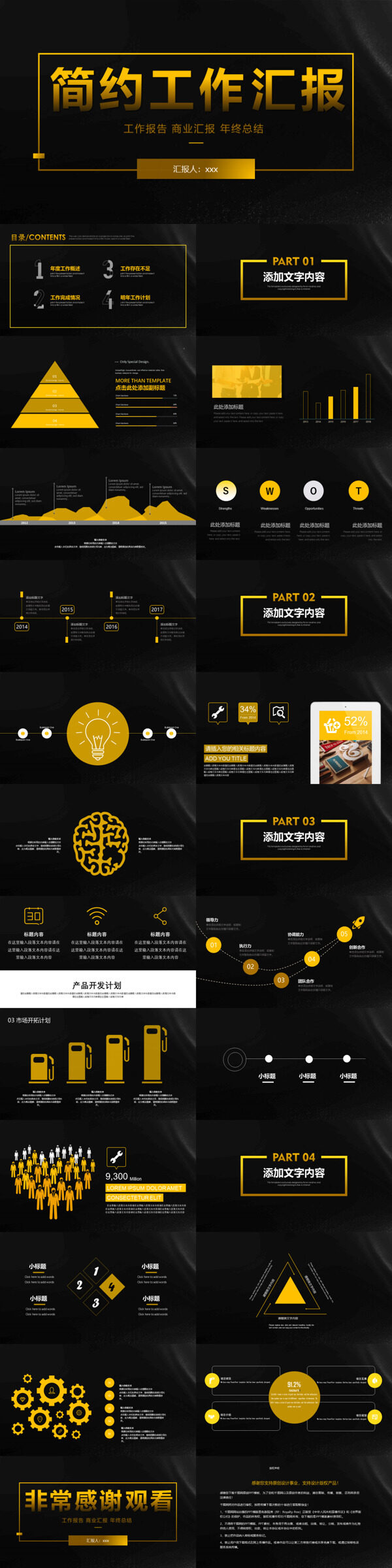 2019黃黑色簡約工作匯報(bào)PPT模板