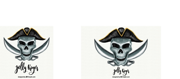 水彩海盗头骨和剑背景
