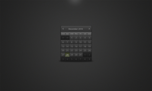 黑色的网页手机日历设计