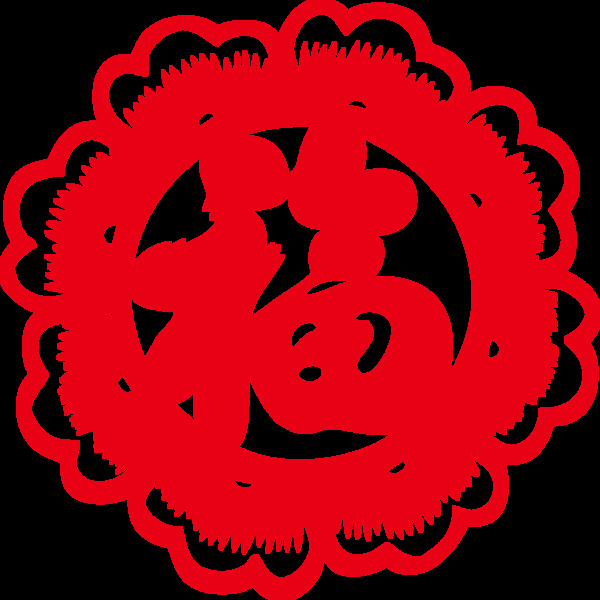 紅色福字png元素
