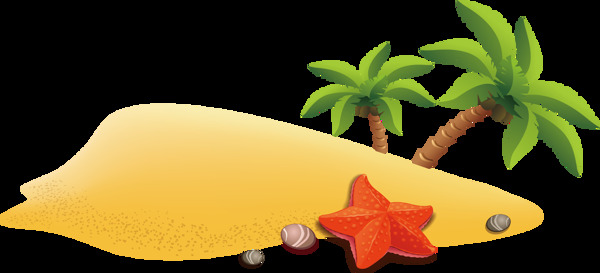 卡通沙滩椰子树png元素