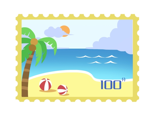 海边沙滩邮票