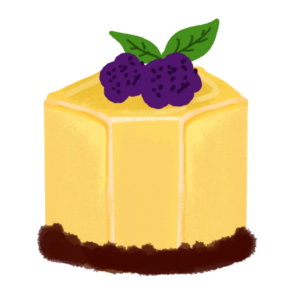 柠檬果酱蛋糕小甜品手绘插画