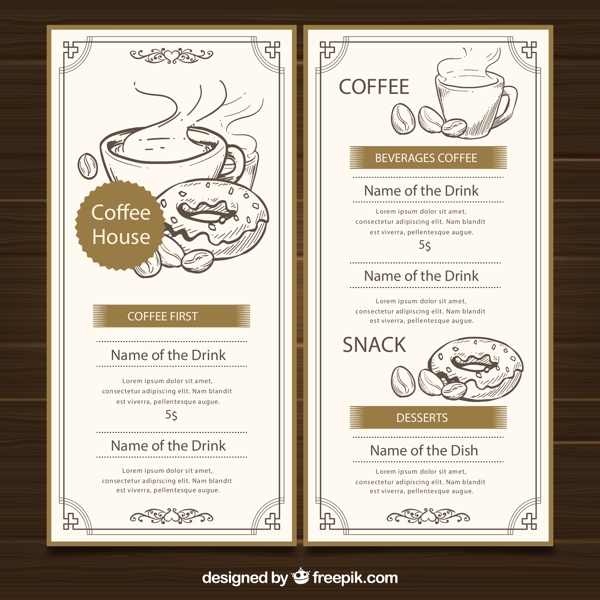 手绘咖啡屋菜单图片