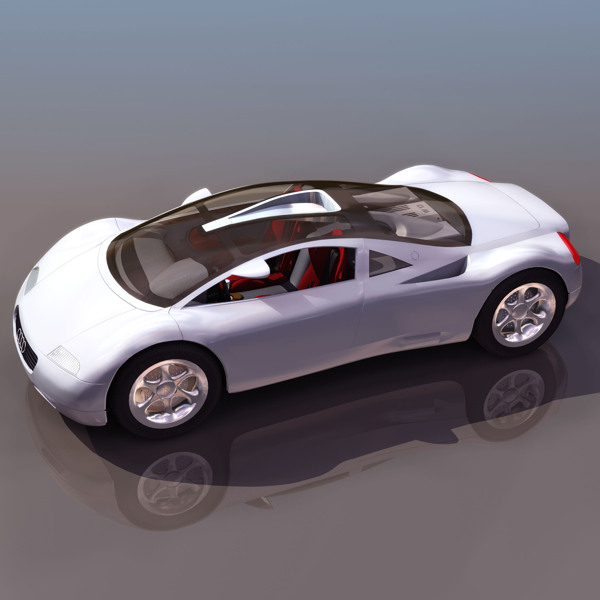 3D白色豪華跑車模型