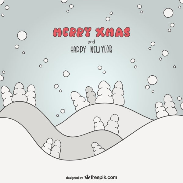 圣誕快樂和新年快樂的雪景矢量