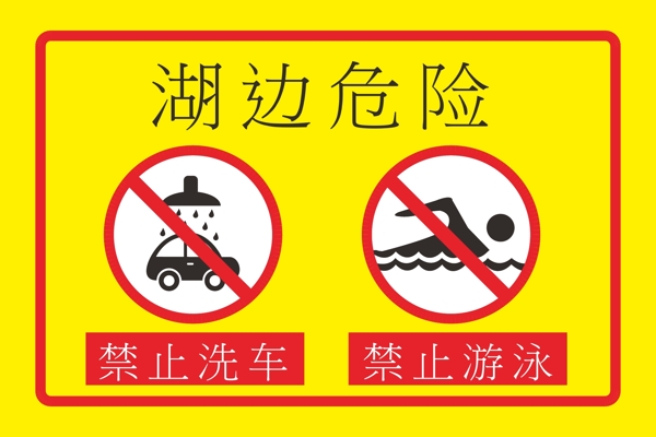 提示牌禁止游泳禁止洗車