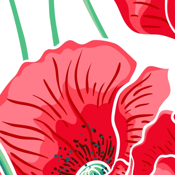 红色罂粟花无缝背景