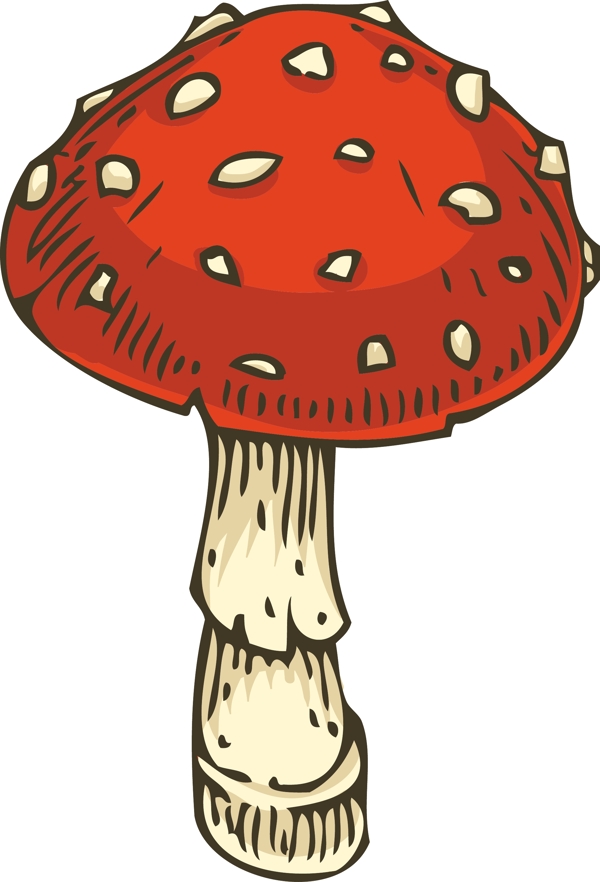 手绘一个野生蘑菇矢量素材