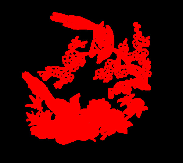紅色喜慶剪紙畫(huà)png元素