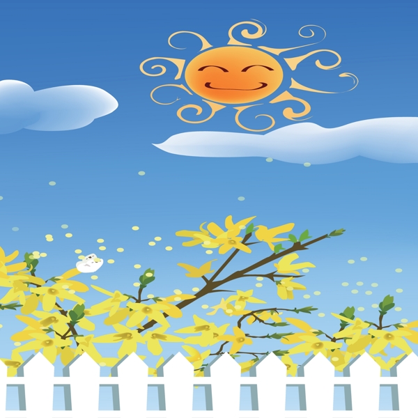 花朵圍欄裝飾畫
