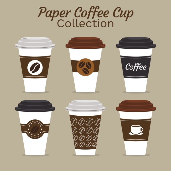 6款精美纸质咖啡杯插画