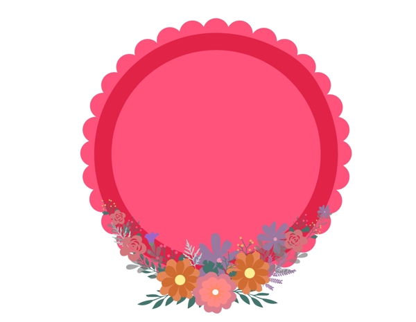矢量清新粉色圆形花纹花朵元素