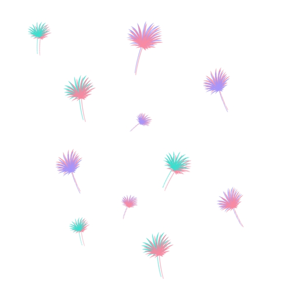 蒲公英花瓣叶子漂浮渐变简约颜色搭配