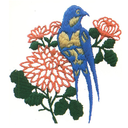 繡花動物鳥類菊花家紡免費素材