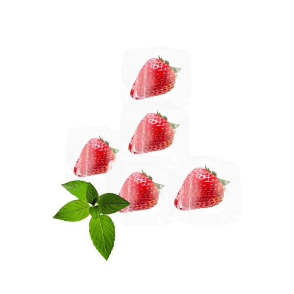 草莓冰块冰晶元素