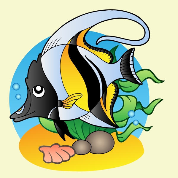 印花矢量圖卡通動物魚色彩免費素材