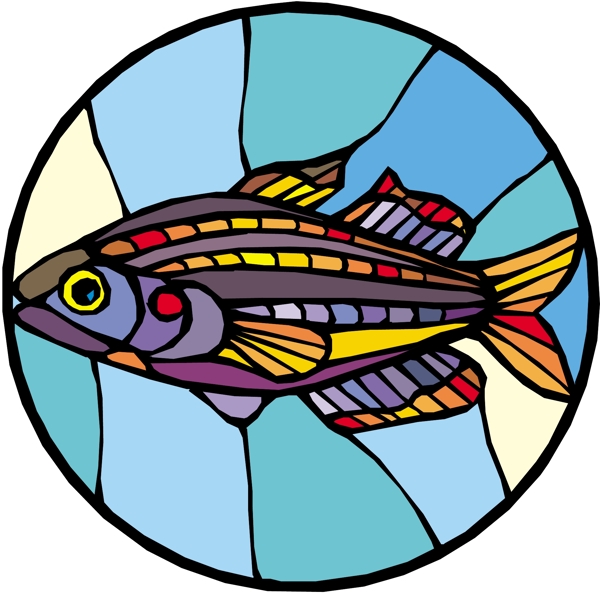 五彩小魚(yú)水生動(dòng)物矢量素材EPS格式0537