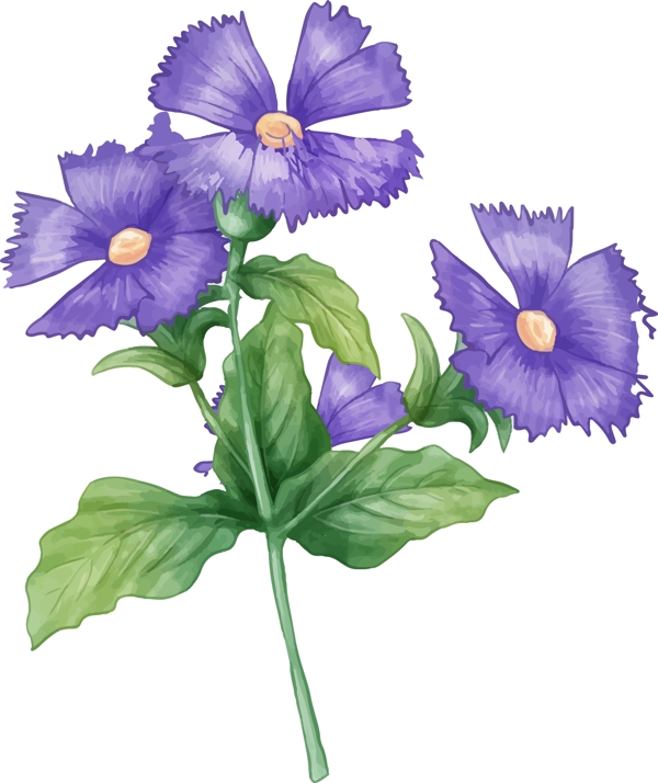 蓝紫色鲜花植物元素