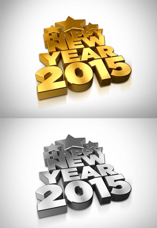 2015金色銀色立體字圖片