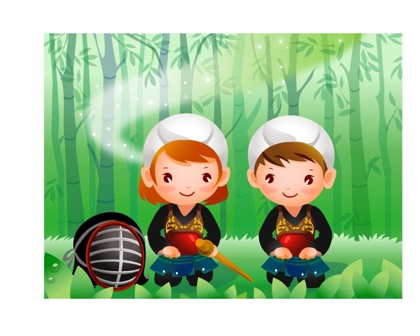 兒童劍道運(yùn)動矢量素材