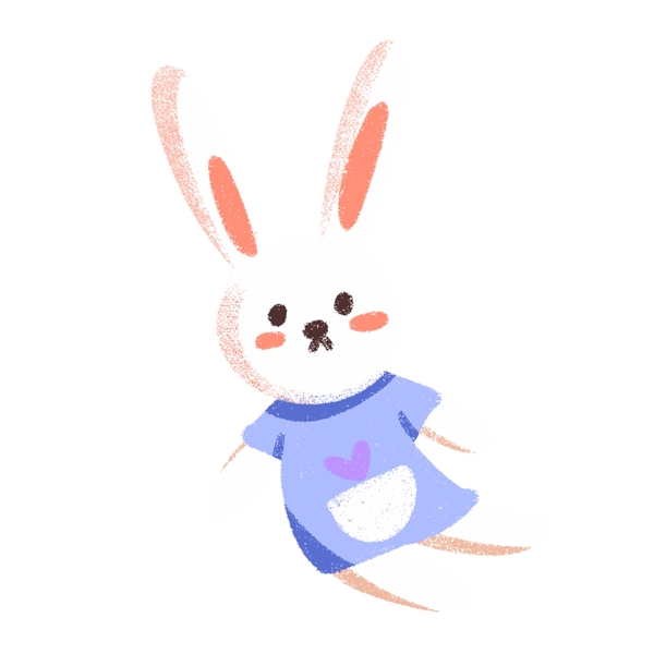 蓝色衣服可爱小兔子