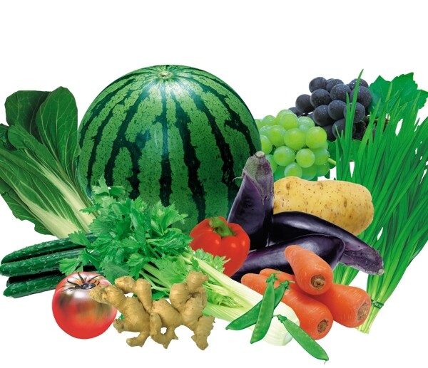 蔬菜水果萝卜西瓜西红柿芹菜大葱黄瓜茄子葡萄姜图片