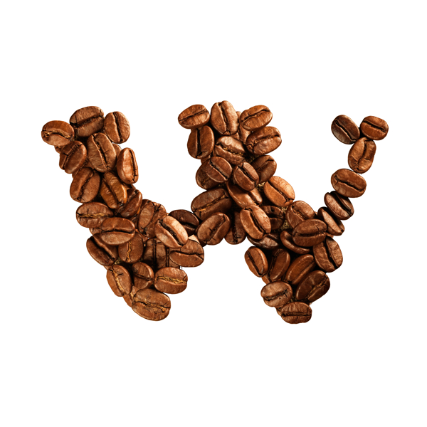咖啡豆组成的字母W