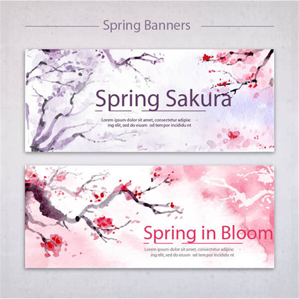 手绘樱花主题海报设计eps素材