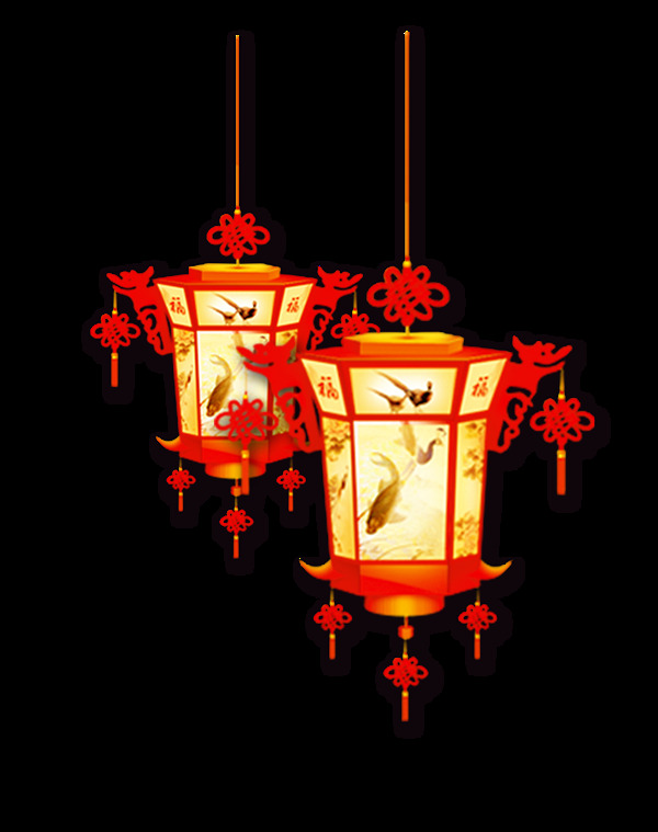 手绘中国式灯笼元素