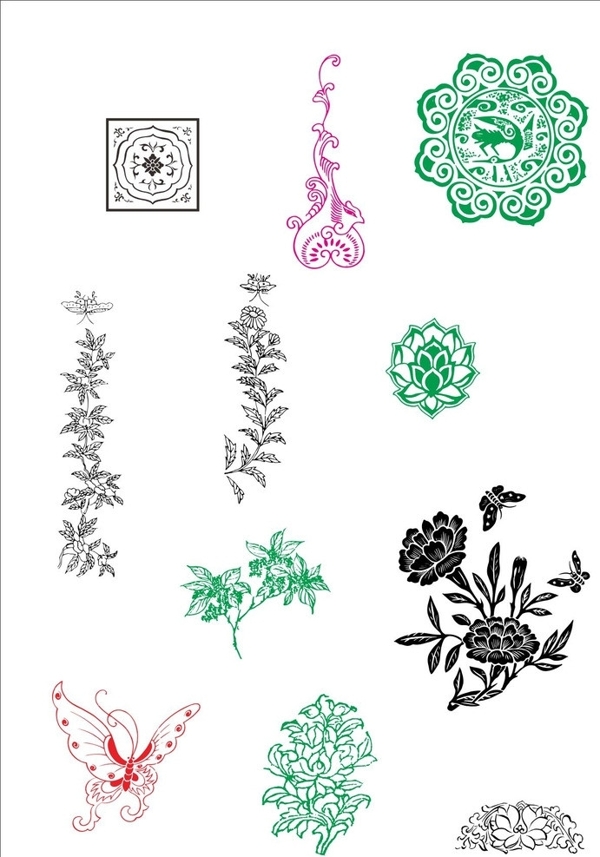 中國古花紋圖片