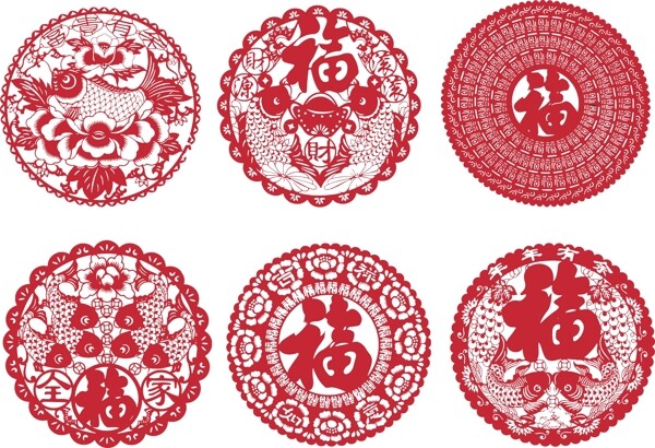 年年有魚福剪紙窗花圖片