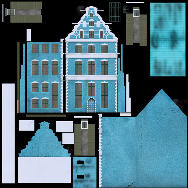 现代欧式建筑场景模型矢量图