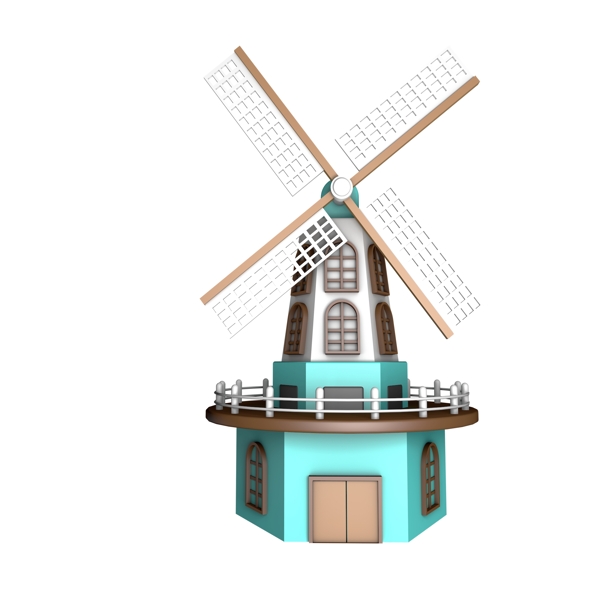 3D荷兰风车立秋PNG图片
