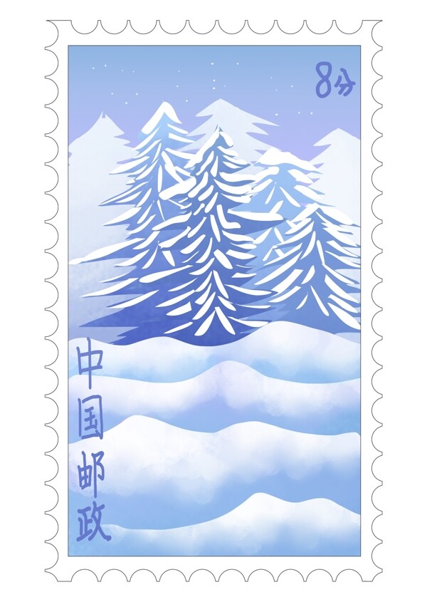 唯美雪景邮票