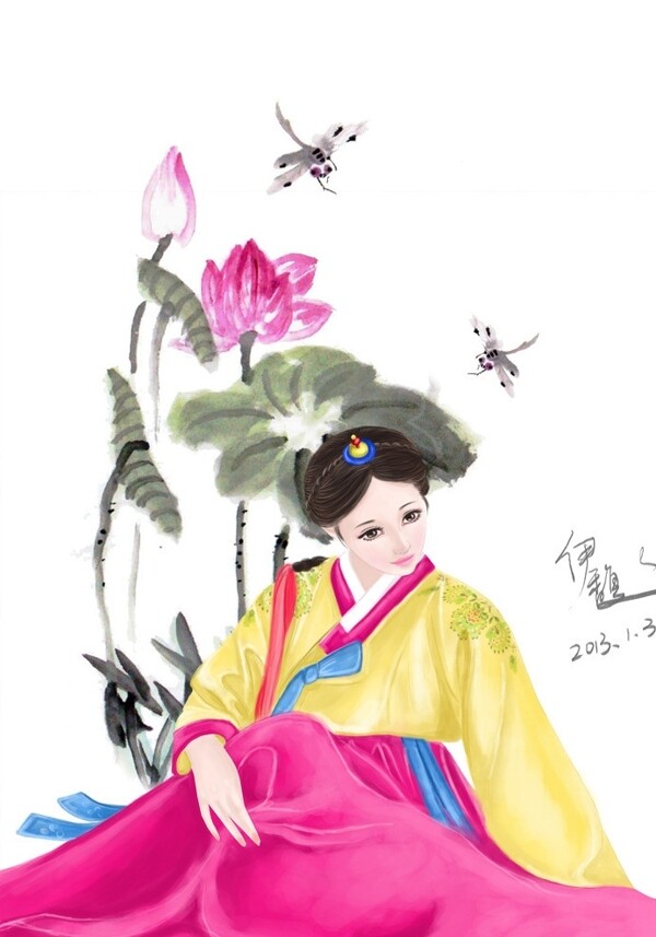 手繪古裝美女