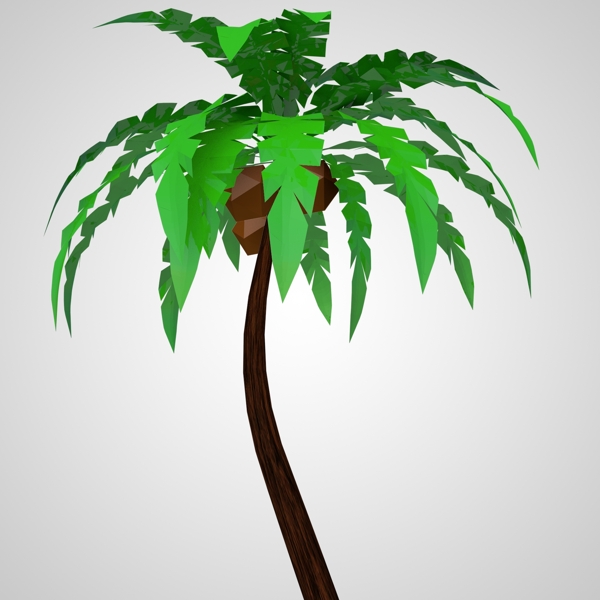 3D树植物卡通商务元素素材办公椰子树椰果