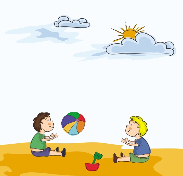 卡通夏季背景矢量插畫