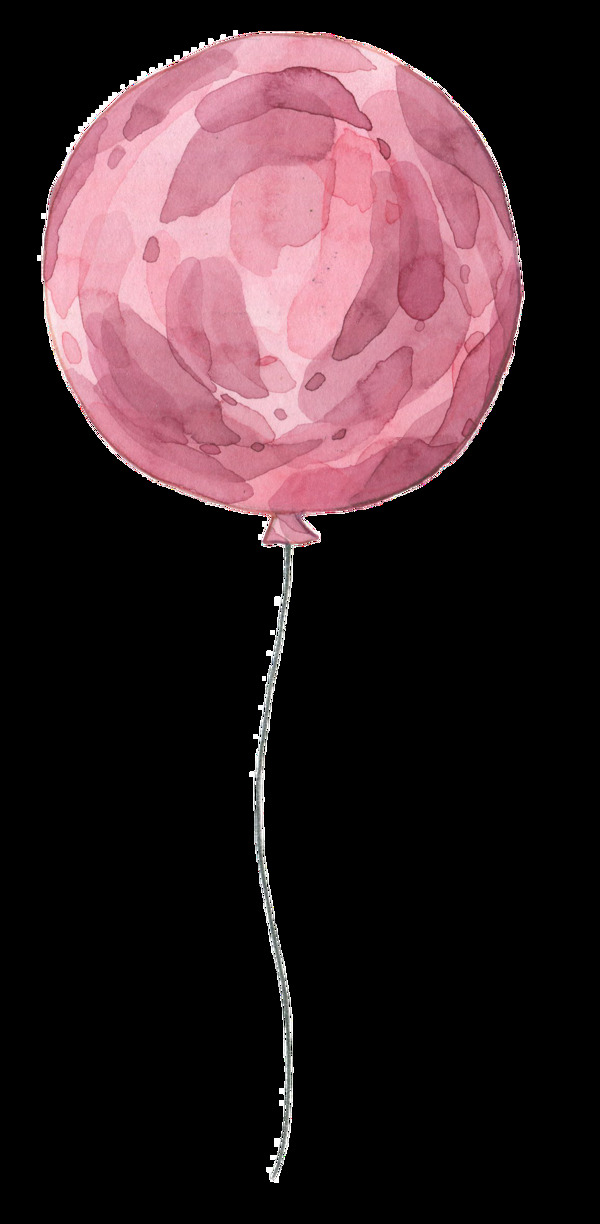 手绘卡通红色气球透明装饰图案