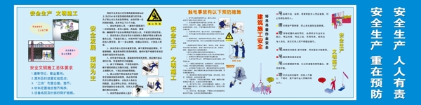 安全生產(chǎn)文明施工掛畫觸電