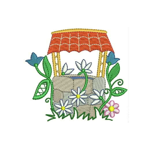 位圖繡花生活元素井植物免費(fèi)素材