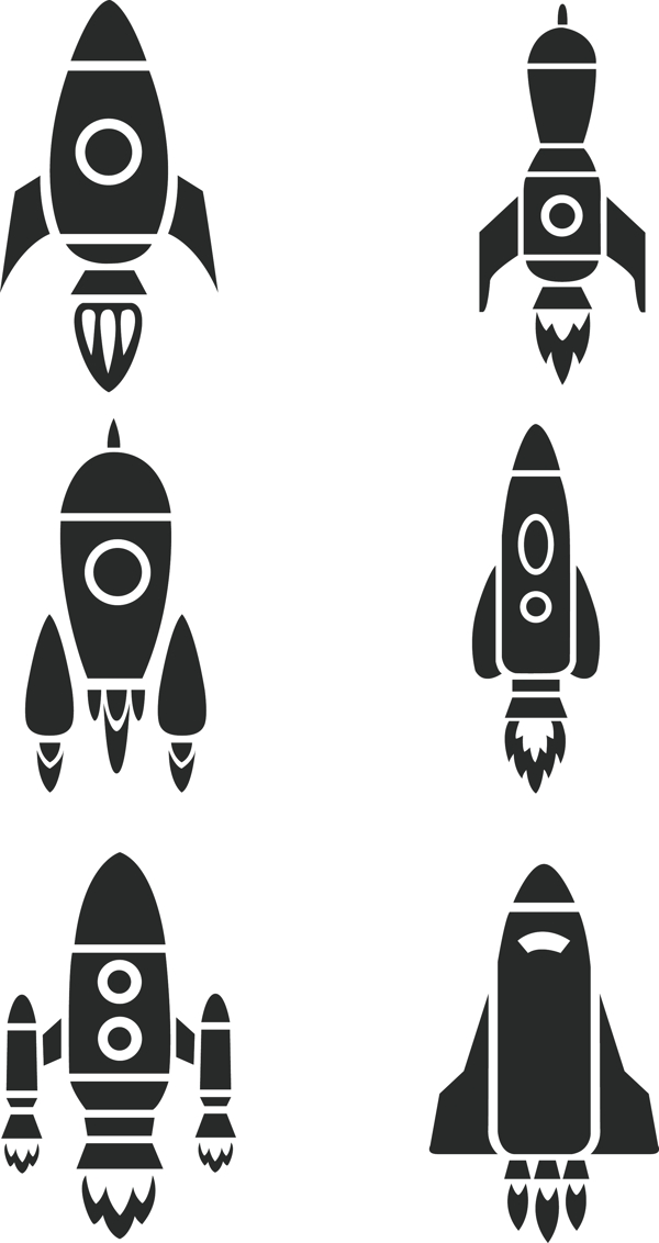 人类月球日飞行器火箭简约卡通