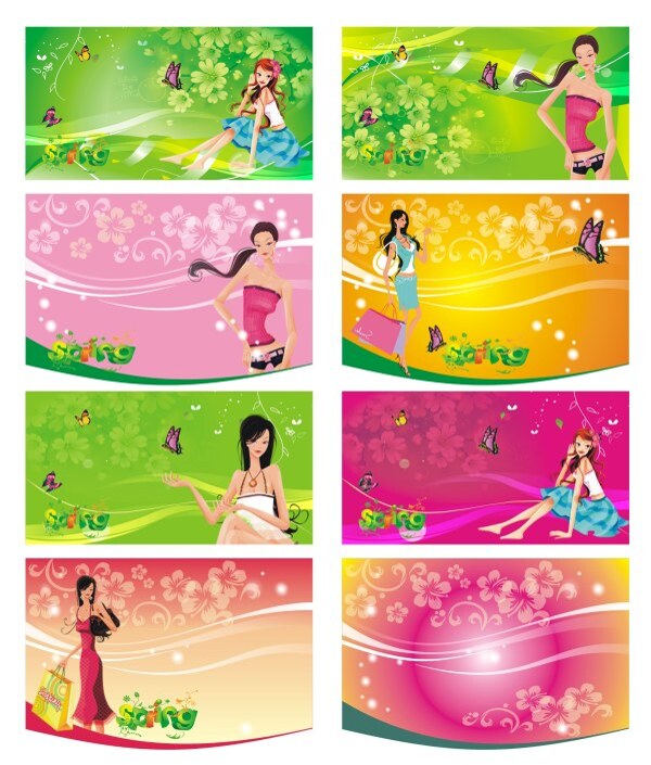 購物美女吊牌矢量圖下載