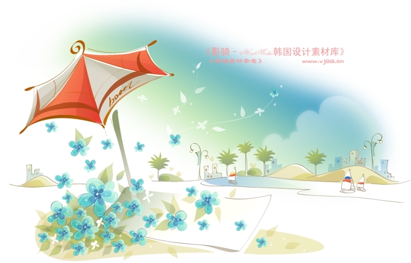 夢(mèng)幻風(fēng)景HanMaker韓國(guó)設(shè)計(jì)素材庫(kù)背景花紋底紋抽象線條